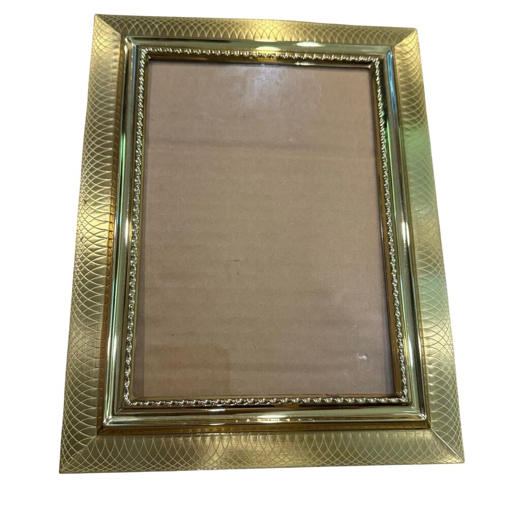 Vintage Fetco International Brass? Etched Picture Frame Holds 5x7 Standing Decor
